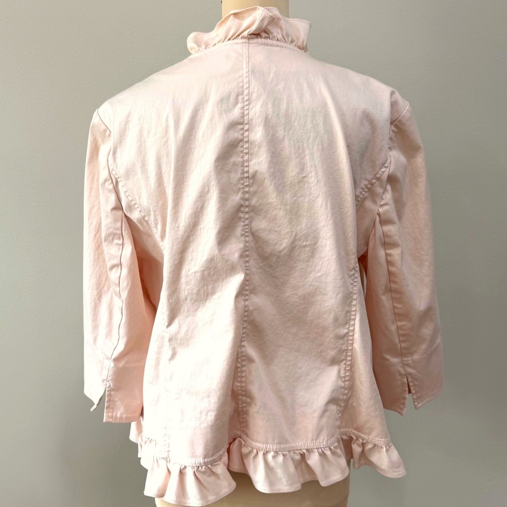 Talbots Peach Pink Ruffle Jacket Blazer 16WP Cottagecore Romantic Chic Plus Size - Picture 5 of 8
